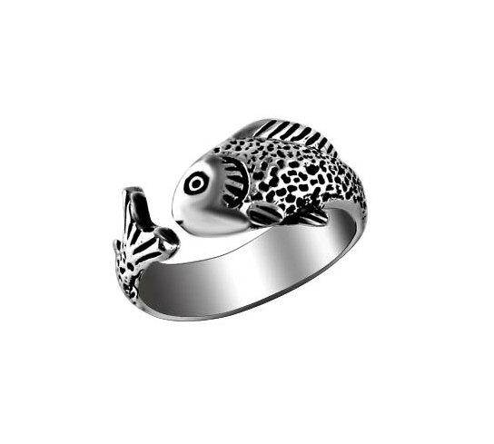 Retro 925 Silver Fish Ring